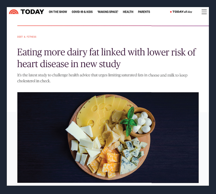today article about dairy fat